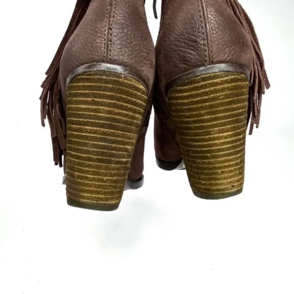 VINCE‎ CAMUTO Brown Fringe Ankle Boots/Booties 8.5